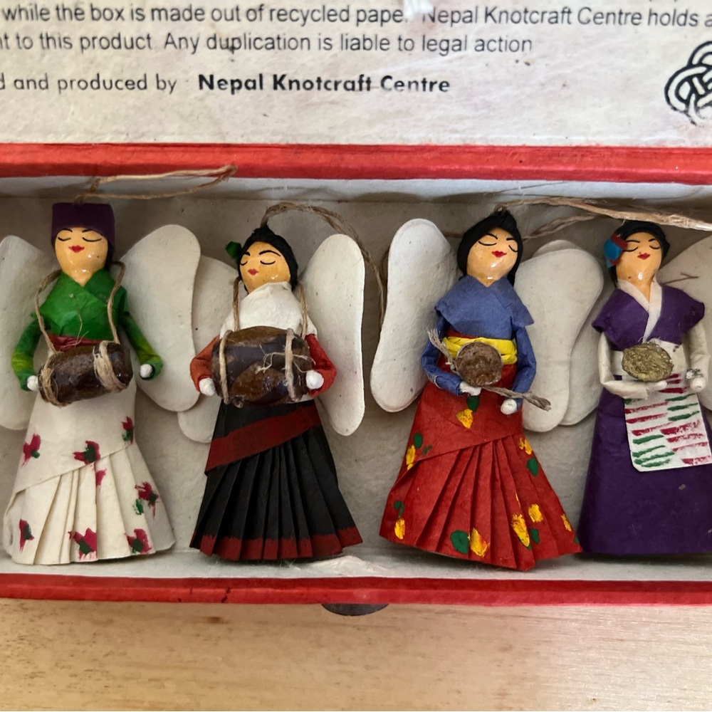 Vintage Musical Angels from Nepal Knotcraft Center Set of 4 - Picture 2 of 9